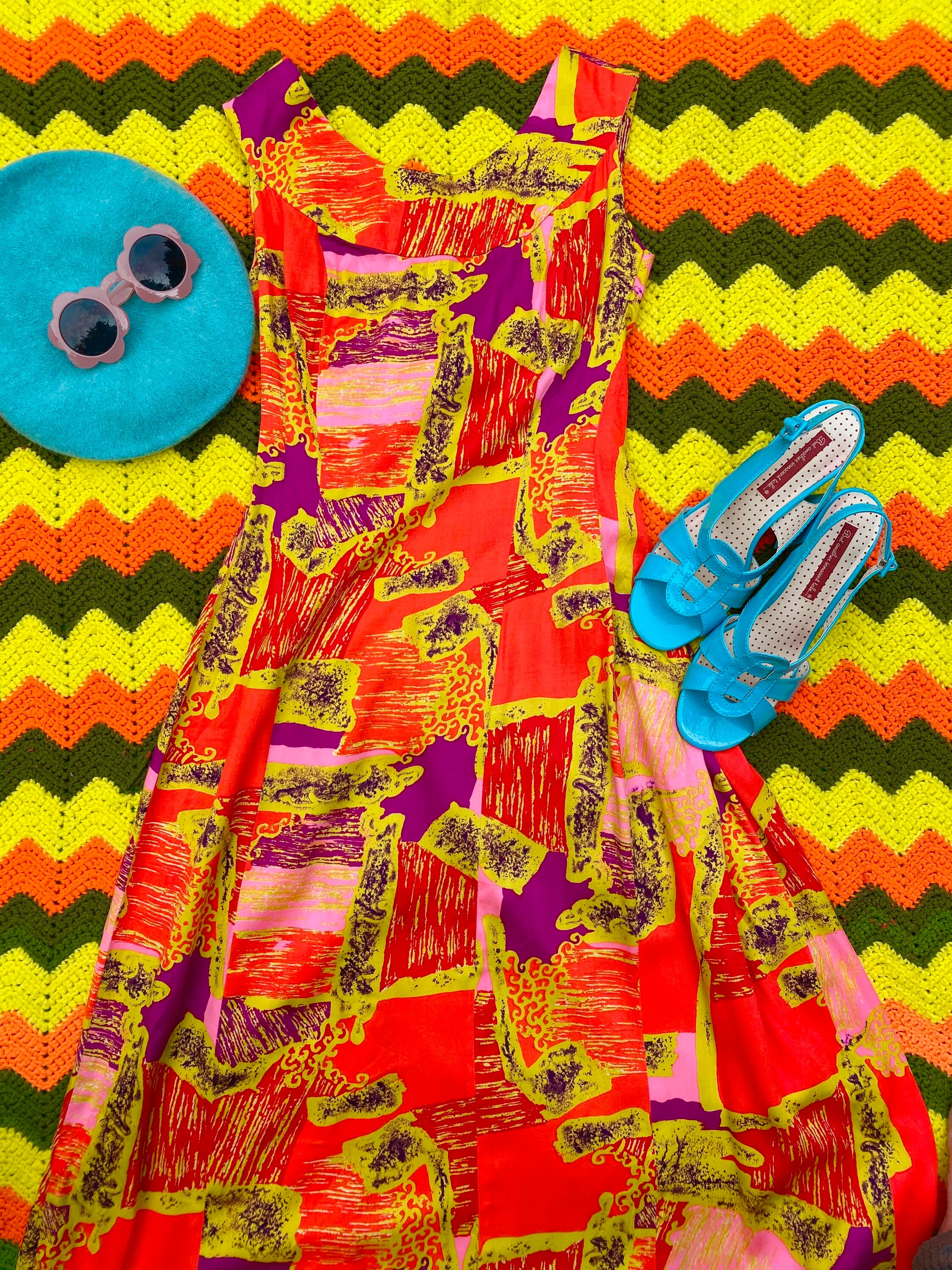 Vintage Hawaiian Dress Karen Ann 70s 60s 1970s 1960s Boho Hippie Maxi ...