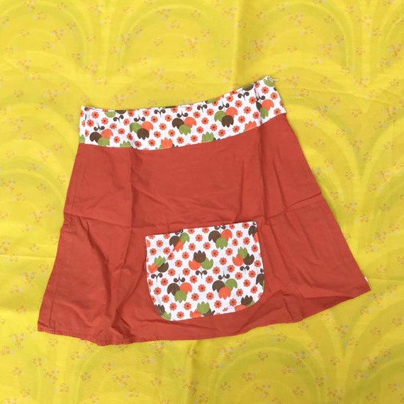 Vintage Handmade Mini Skirt Apron Scandi Flowers … - image 1