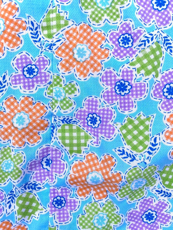 Vintage Dress Flower Power Gingham 70s Pastel Psy… - image 4