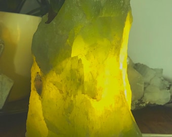 Lámpara grande de cristal auténtico, lámpara de jade llamativa, lámpara de piedra natural de calcita