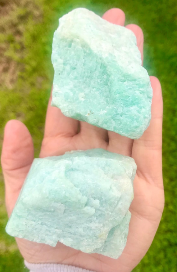 Raw rough natural green amazonite & Amazonite with Smokey Quartz crystal gem stones.Crystals Australia. Throat chakra, emf wifi protection