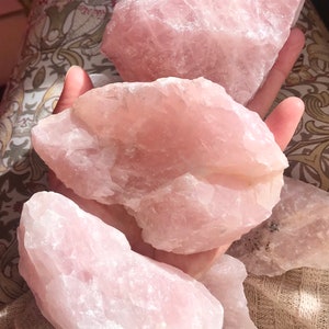 Raw pink rose quartz crystal chunk gem stone, self love, compassion, healing peace calming crystals Australia