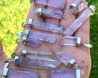 Plata de ley rosa cianita colgantes joyería conexión del corazón amor curación