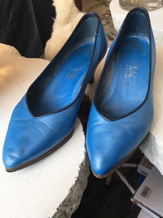 Rare Heel Shoes Shoes Italy Electric Blue Leather