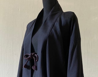 Black See-through Short Kimono Robe Authentic Japanese Vintage