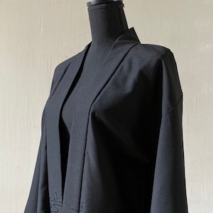 Black Short kimono Robe Authentic Japanese Vintage
