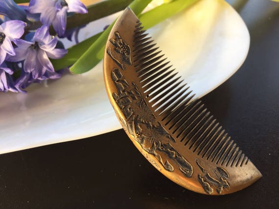 Japanese Antique/vintage Decorative Gold Hair Comb With  display picture 3