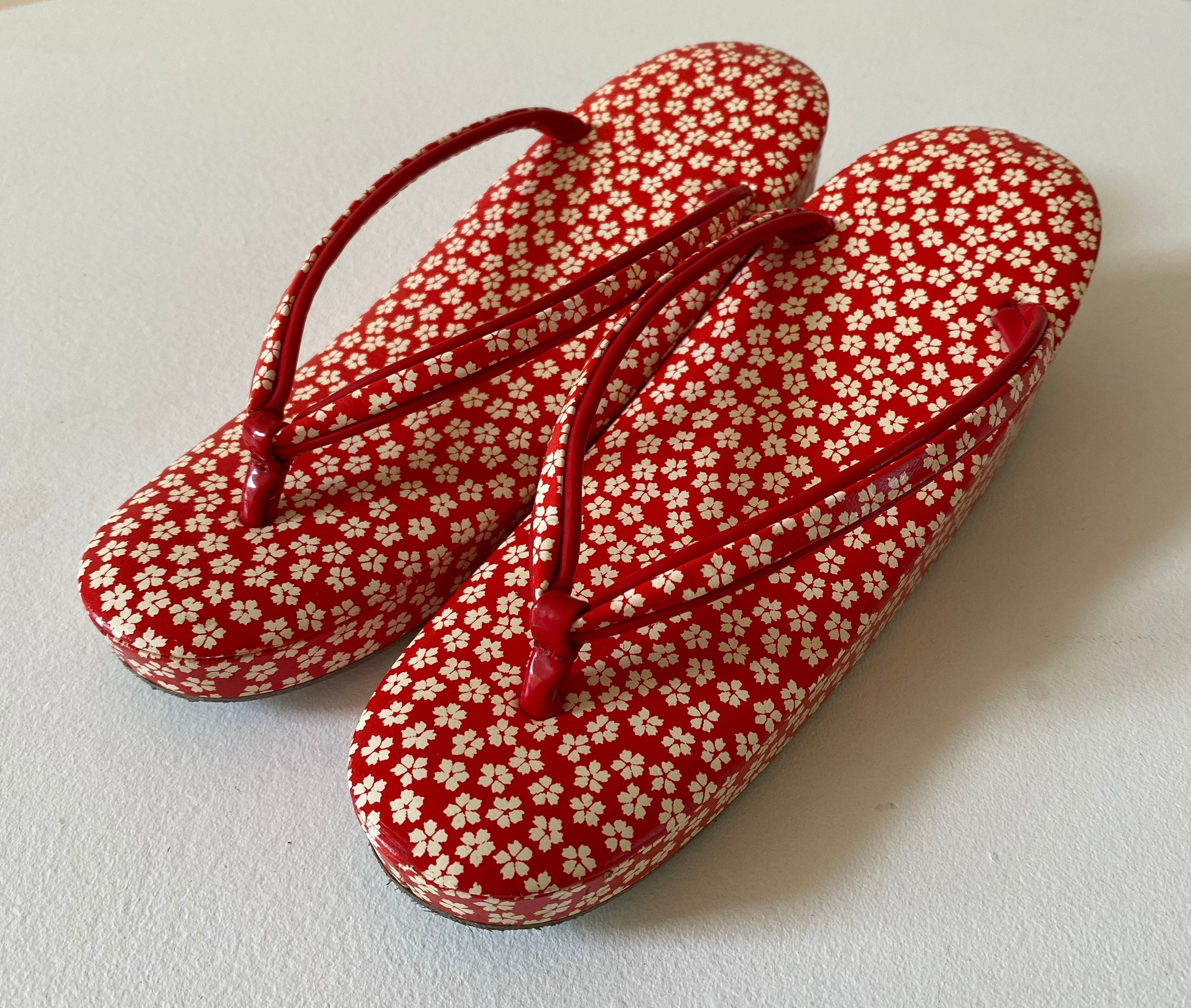 Floral Red Kimono Sandals Zouri shoes