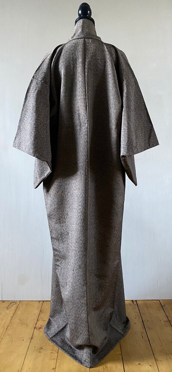 Brown Grey Long kimono Robe Authentic Japanese Vi… - image 5