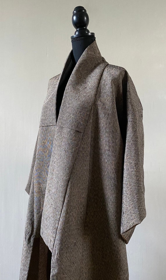 Brown Grey Long kimono Robe Authentic Japanese Vi… - image 1