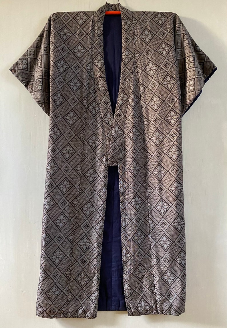 Silver Grey Padded Winter Long Kimono Robe Authentic Japanese | Etsy