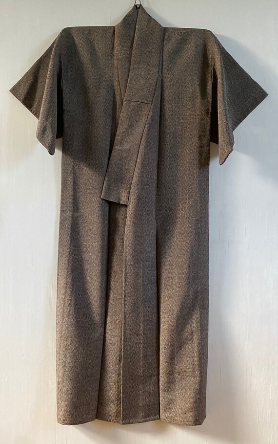 Brown Grey Long kimono Robe Authentic Japanese Vi… - image 6