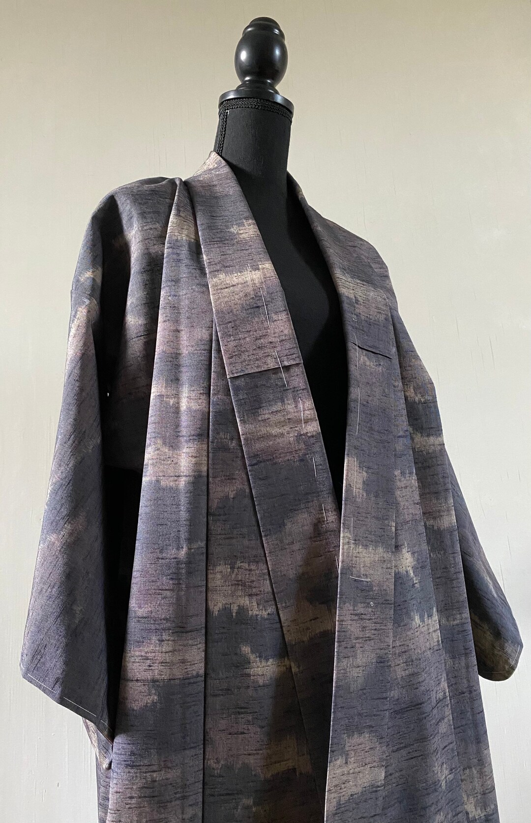Japan Purple Robe Purple Grey Long Kimono Robe Authentic Japanese Vintage - Etsy