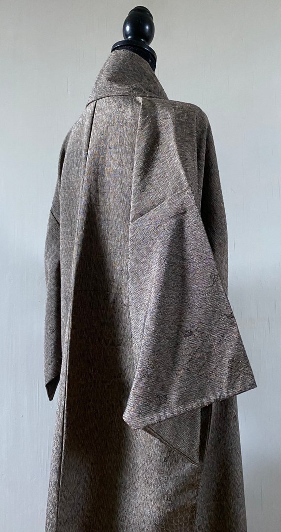Brown Grey Long kimono Robe Authentic Japanese Vi… - image 2