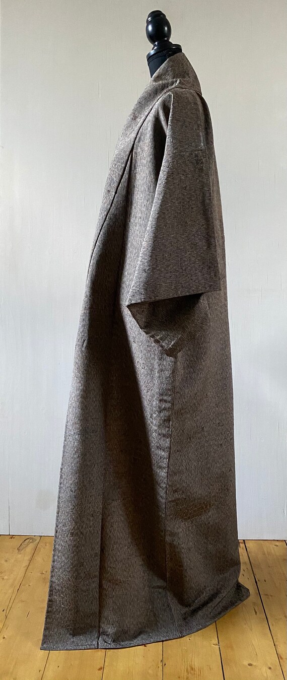 Brown Grey Long kimono Robe Authentic Japanese Vi… - image 4