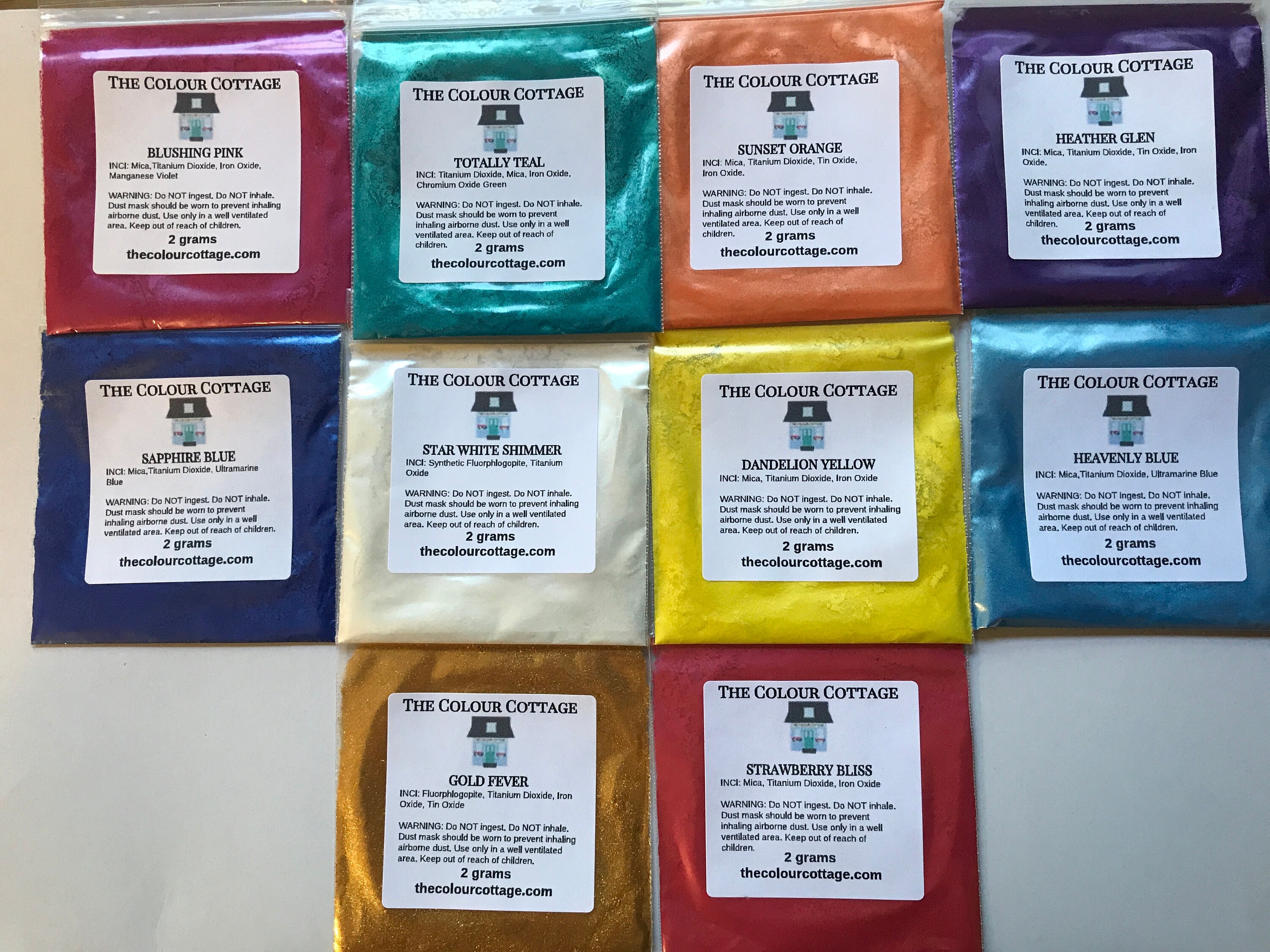 The Colour Cottage MICA POWDER COLOUR Ten Pack Sample Set A