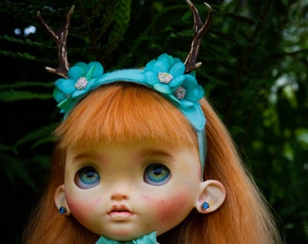 Blythe Deer Blumen Haarband "TÜRKIS""