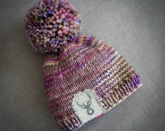 Blythe knitted Hat (Pink/purple/beige)