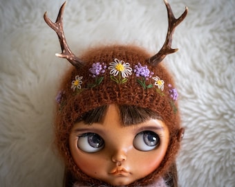 Blythe Embroidered Deer Hat (Brown)