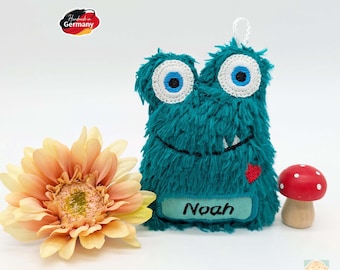 MutMonster Laguno personalisiert – Mutmachmonster Glücksbringer Taschenbegleiter Kinder Geschenk mit Namen Vatertagsgeschenk Schulanfang