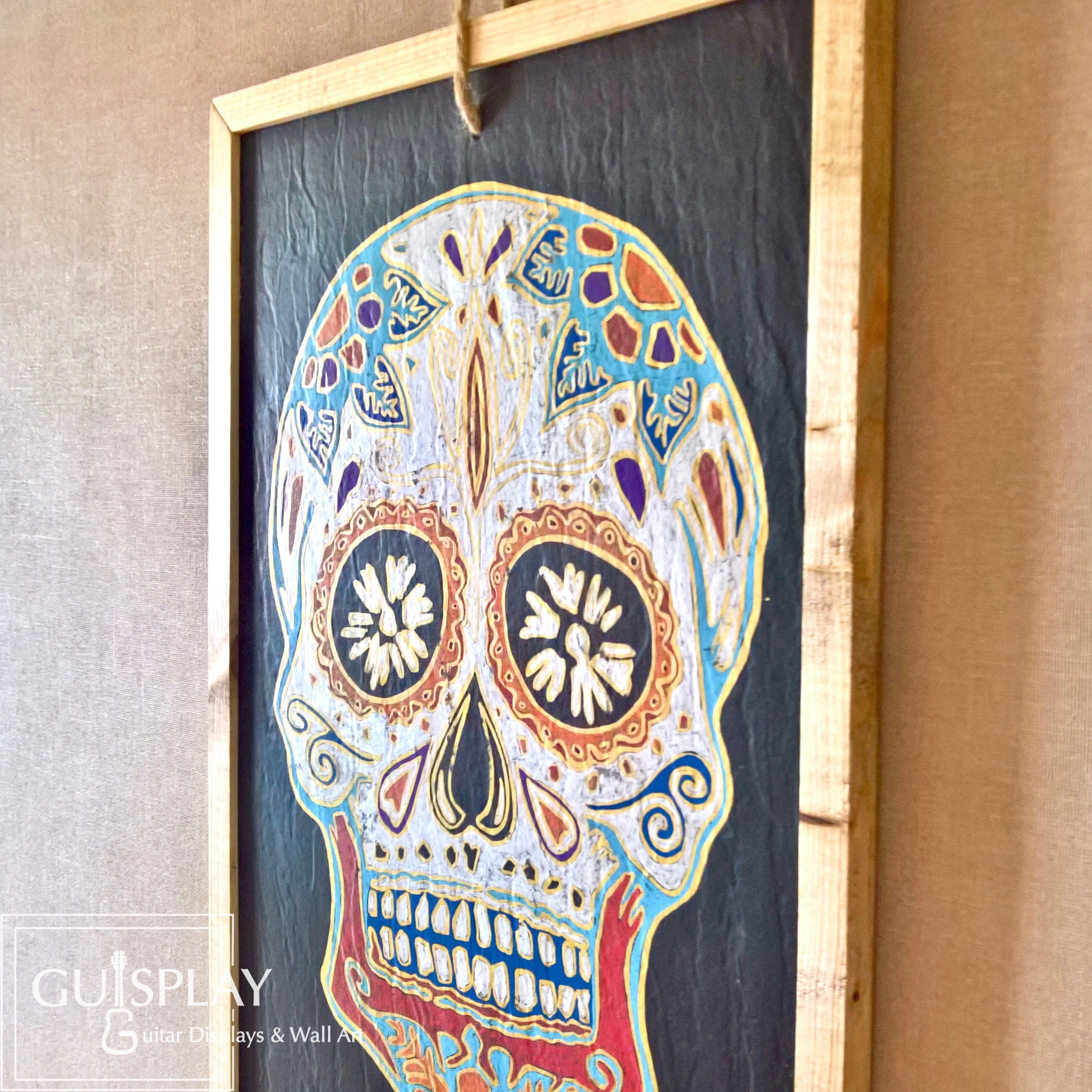 Mexican Mask Skull - Dia de Los Muertos Art Acrylic Painting Slate
