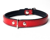 Collar, Leather, Red and Black with Soft Napa Leather Lining, Pet Play, Kitten Play, Neko Gear, Day Collar, Chocker Kink Wear
