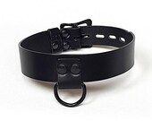Lockable, Collar, Black leather,, black hardware, widely adjustable, pet play, BDSM, pet, slave, sub, day collar with optional studs/spikes