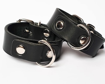 CUSTOM SLOT - Mini leather cuffs, restraints, discreet, BDSM, slave, sub, fetish gear