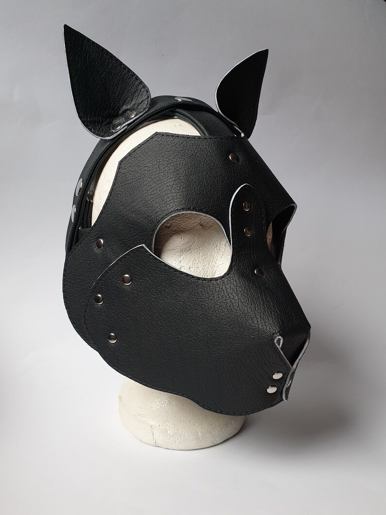 kitten mask faux leather animal mask panther hood Vegan leather kitten petplay mask kittenplay kitty feline mask