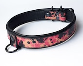 Leather Collar, Colour splash, Red and Black Leather Choker, with Soft Napa Lining, Petplay gear, Pet Play, Day collar, BDSM, Sub