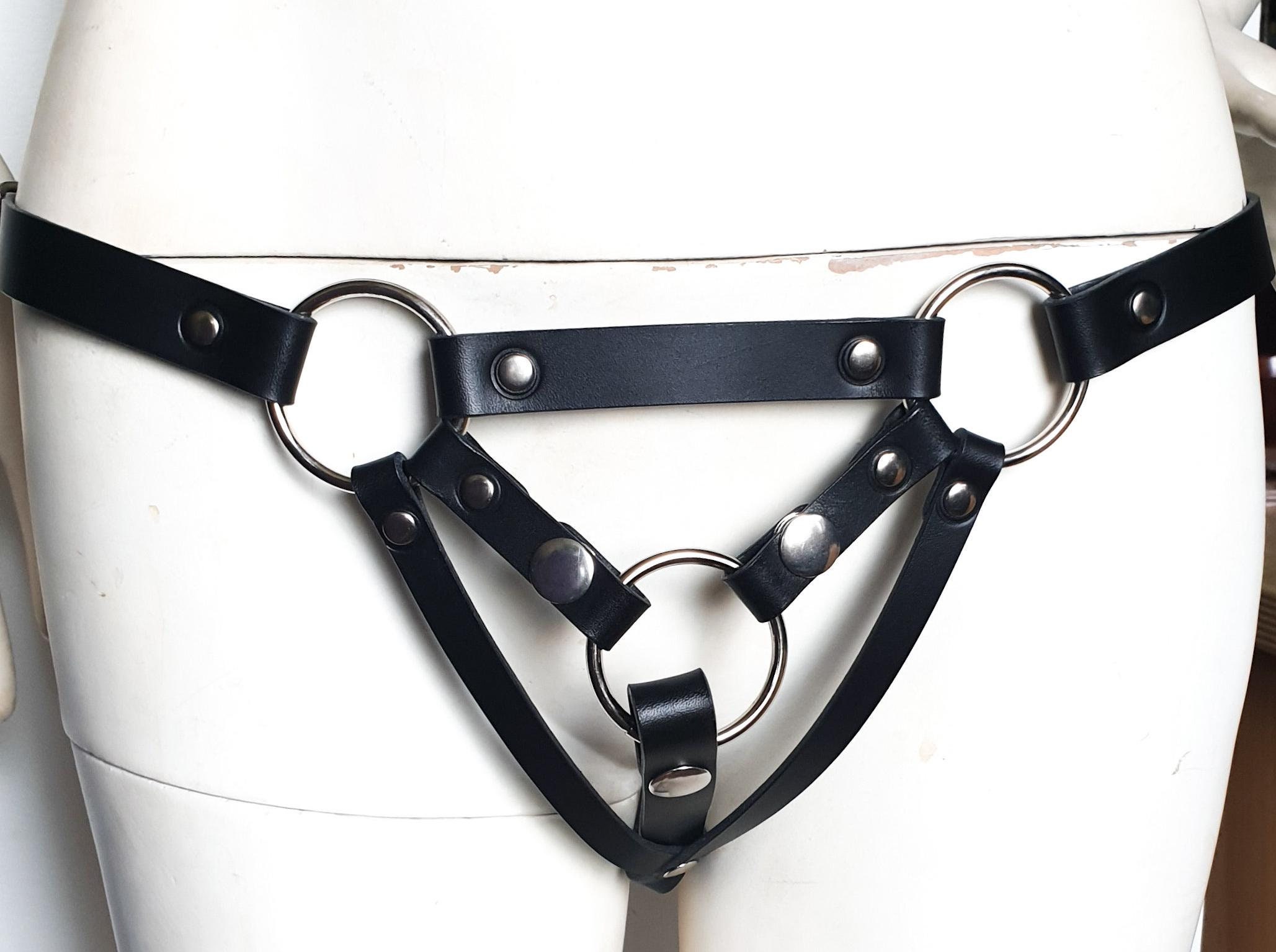 Strap On Harness, Leather, Ledge / Groin, Harness, BDSM, bondage, fetish, strap on harness, cock ring harness