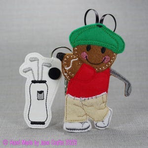 Adorno colgante de hombre de jengibre golfista, llavero de golf