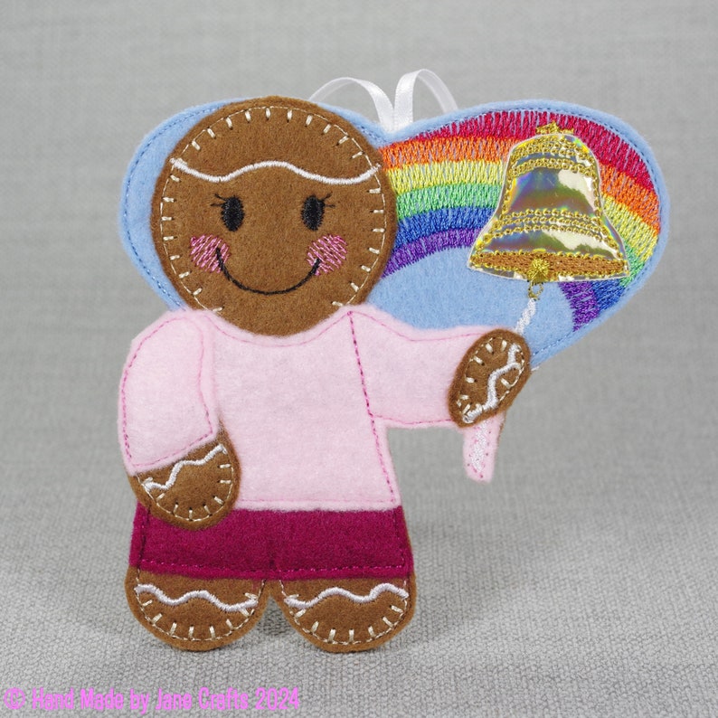 Cancer Survivor Ring the Bell Gingerbread Decoration Pink Plain