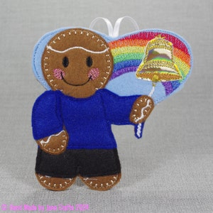 Cancer Survivor Ring the Bell Gingerbread Decoration Blue Plain