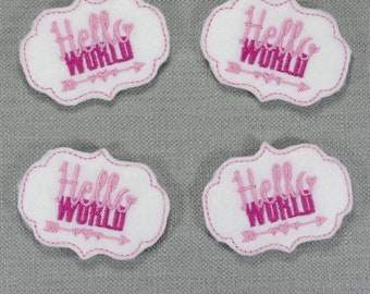 Hello World, Felties, Bow Centre, Bow Making Supplies, Hair Accessories, Felt Embellishment, Craft Supplies,