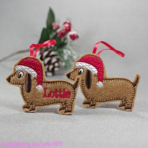 Dachshund Christmas Tree Decoration, Personalised Gift