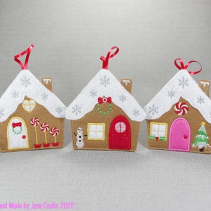 Gingerbread Houses, Christmas Tree Decorations, Hanging Ornament, Felt Decoration