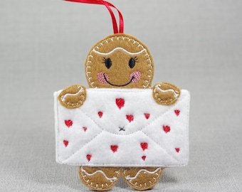 Felt Gingerbread Man Ornament: Love Letter Valentine's Gift