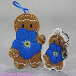 Forget me not Flower, Hanging Decoration, Gingerbread, Bag Charm,