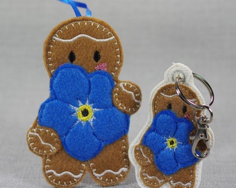 Forget me not Flower, Hanging Decoration, Gingerbread, Bag Charm,