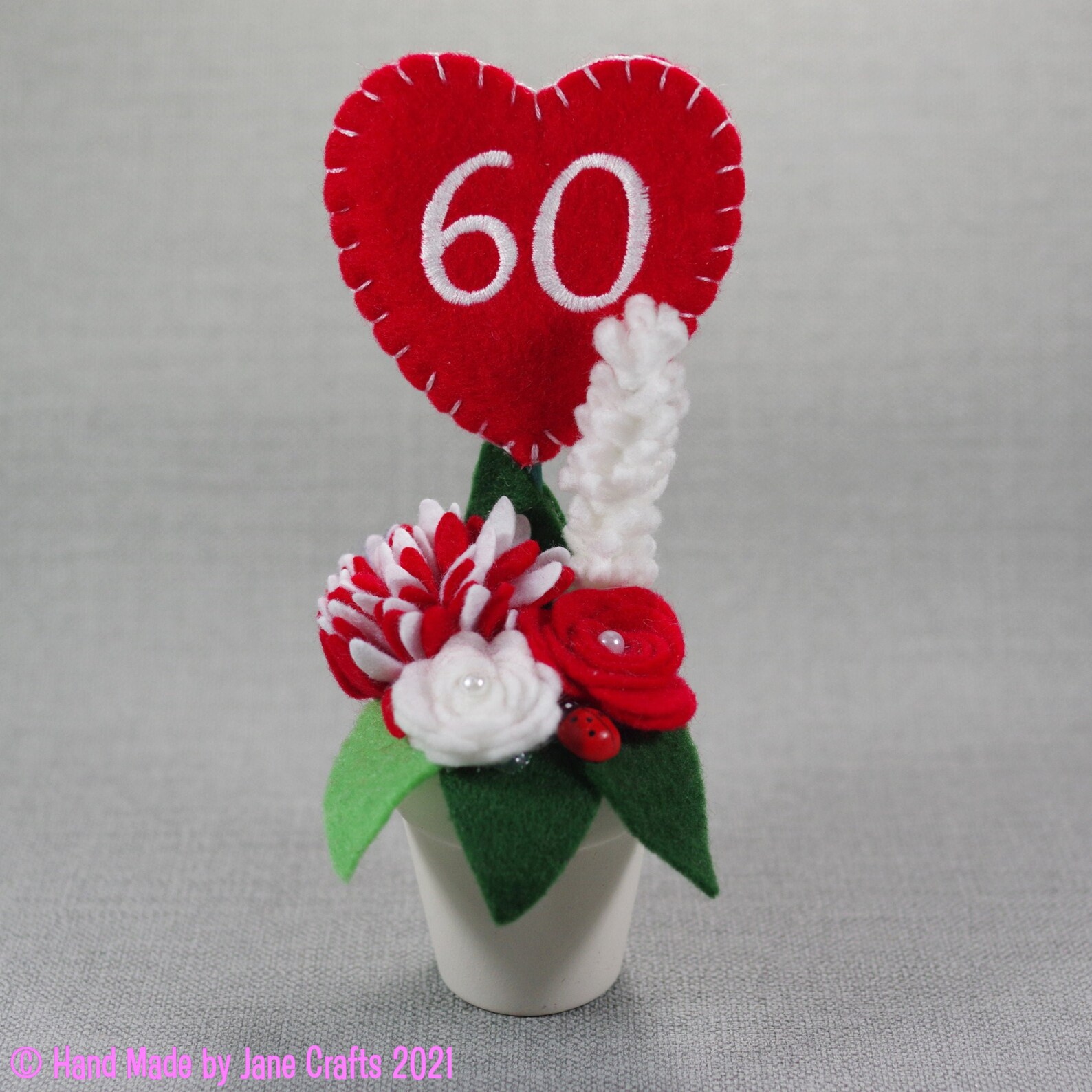 60th Birthday Gift Felt Flower Arrangement Special Birthday Etsy UK