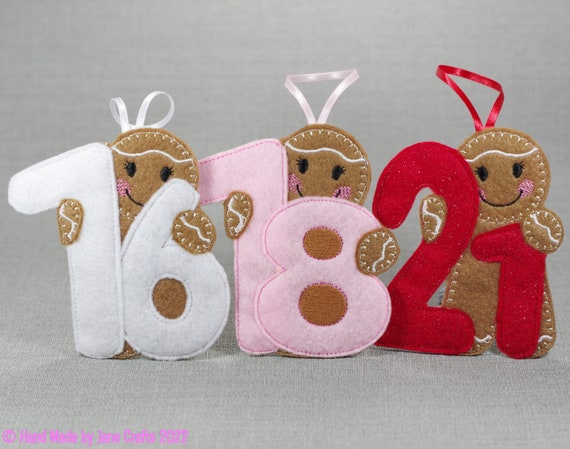 Gingerbread Birthday Number Ornament: 16th, 18th, 21st Keepsake
