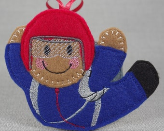 Skydiver Gingerbread Man Felt Decoration