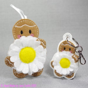 Daisy Hanging Decoration, Gingerbread, Bag Charm, April Birth Flower