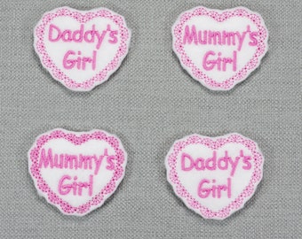 Mummy's Girl, Daddy's Girl, Heart Felties, Bow Centre, Bow Making Supplies, Heart Shaped Felties, Felt Embellishment