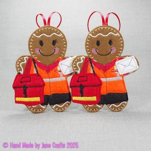 Gingerbread Postman, Post Woman Ornament: Felt Postman Gift, Post Lady, Post Man