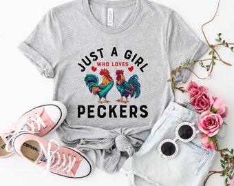 Girl Who Loves Peckers Chicken Farm T-shirt | Chicken Lover Gift |  Unisex T-shirt