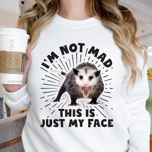 I'm Not Mad Funny Possum Shirt | Animal Lover Possum Gift | Unisex Crewneck Sweatshirt