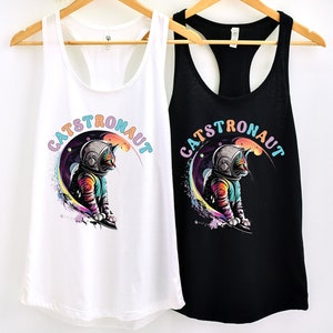 Catstronaut Funny Cat Shirt |Astronaut Shirt | Cat In Space Shirt | Cat Lover Gift | Nerd Gift | Women's Slim-fit Racerback Tank Top