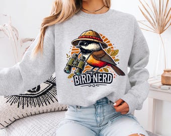 Funny Bird Nerd Robin Shirt | Bird Watcher Sweatshirt | Bird Watching Gift | Ornithology Shirt | Cute Bird Gift | Unisex Crewneck Sweatshirt